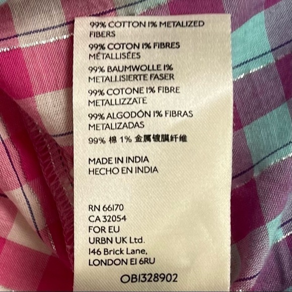 Anthropologie | Pilcro  Western Button Shirt Deb Pink Gingham Ombre Size Small - Picture 7 of 8